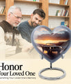 10 inch high heart-shaped memorial car urn with butterfly theme, crafted from aluminum for storage of ashes