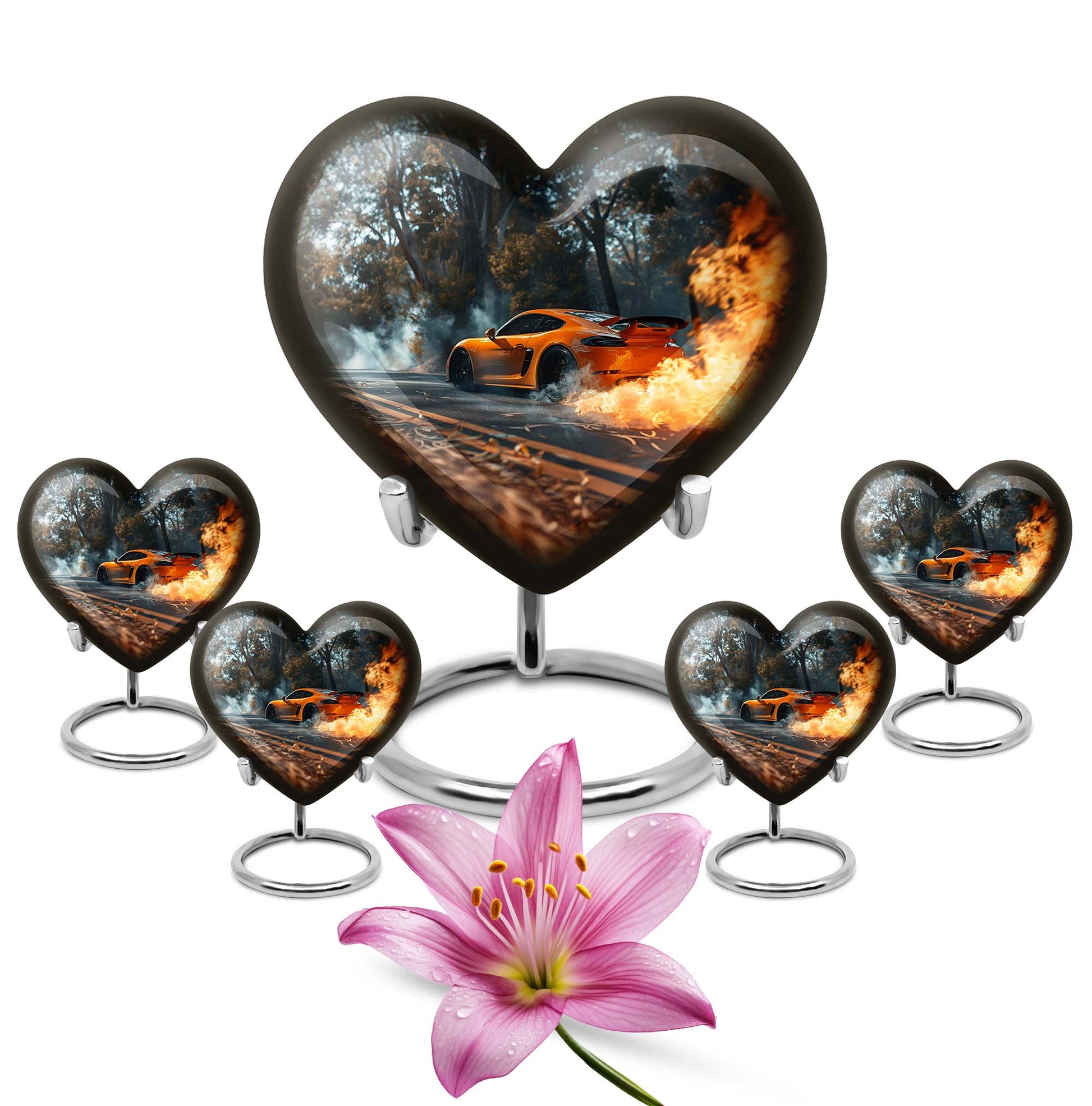 Car Theme Large Urn With 4 Keepsake Urn