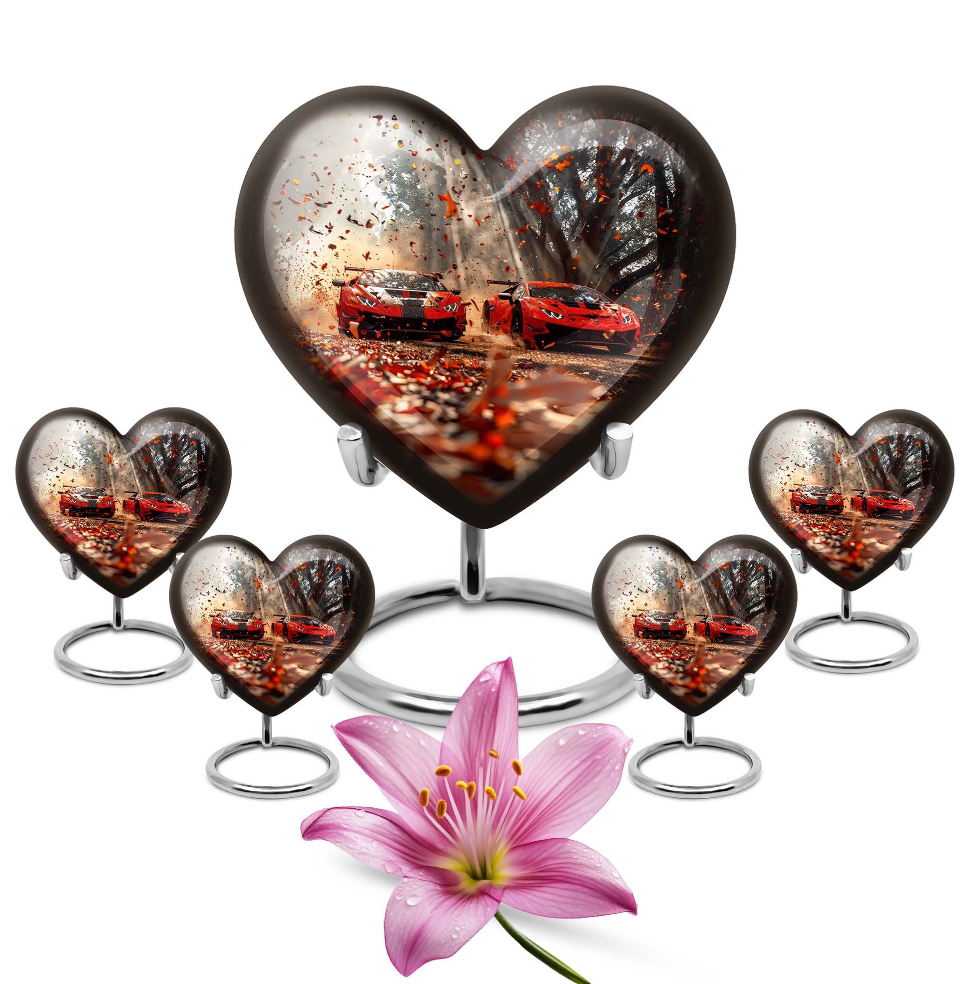 Car Theme Large Urn With 4 Keepsake Urn