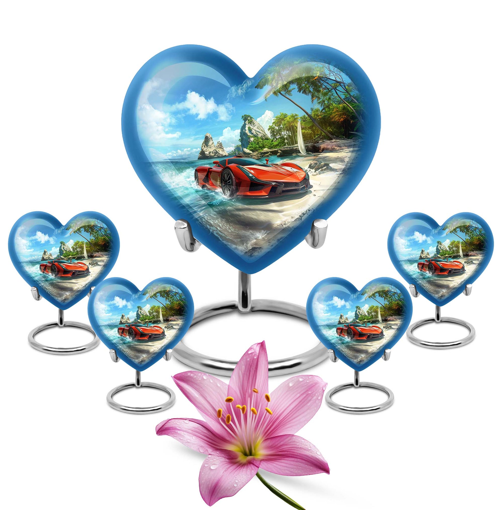 Car Theme Large Urn With 4 Keepsake Urn