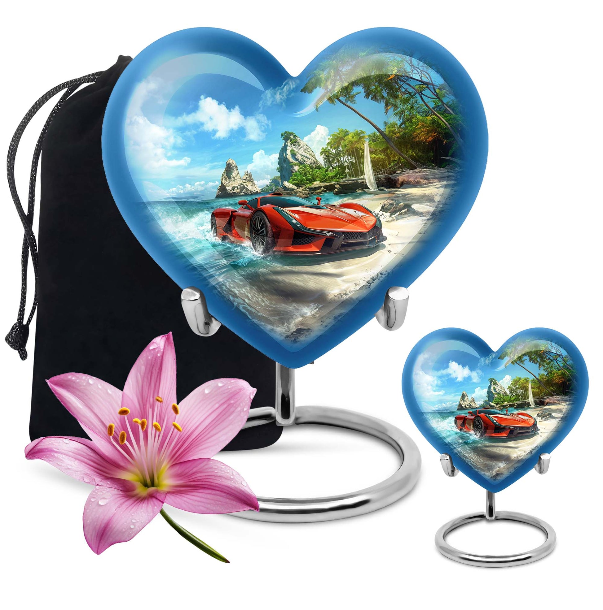 Car Theme Large Urn With 1 Keepsake Urn