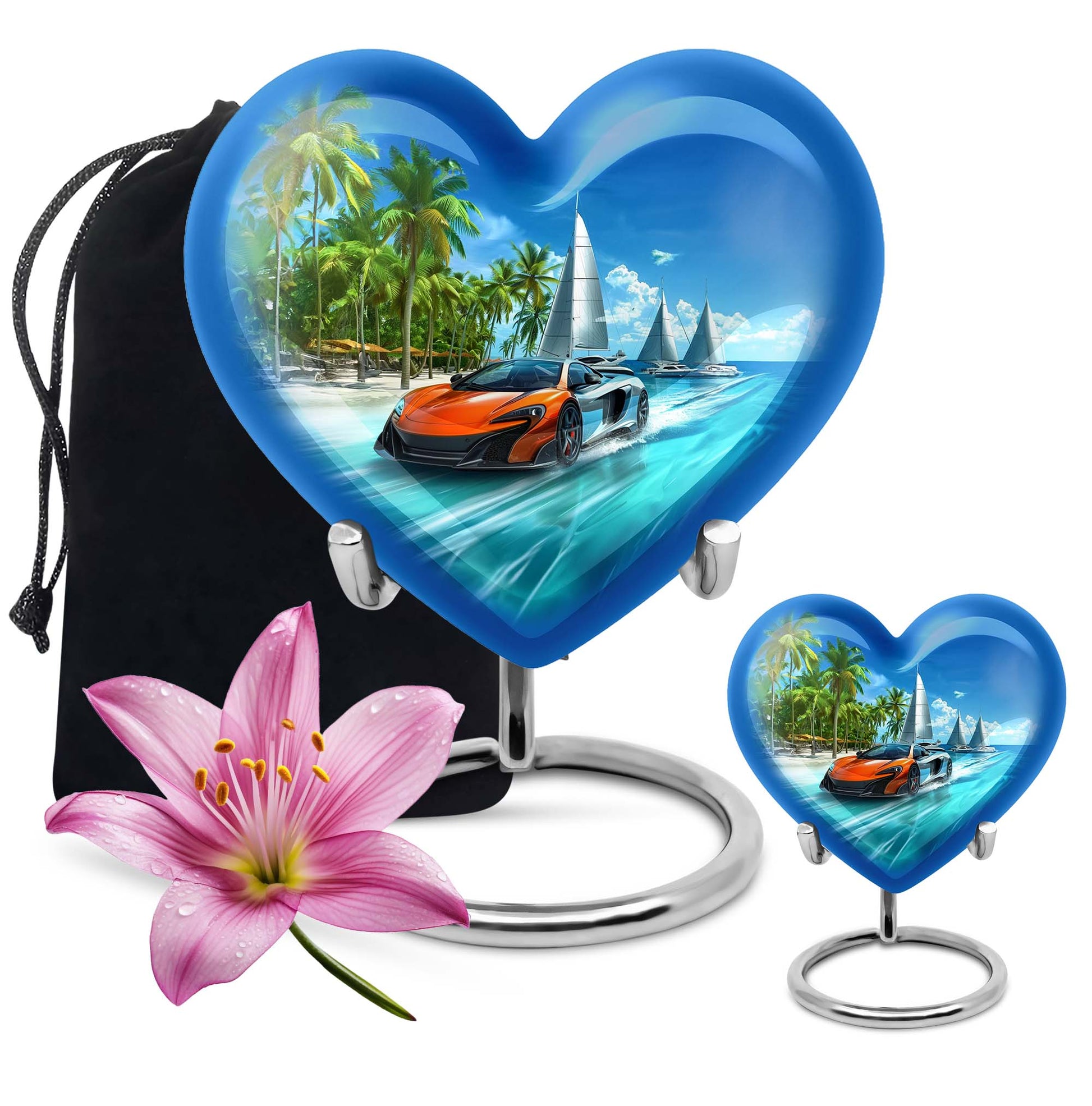 Car Theme Large Urn With 1 Keepsake Urn