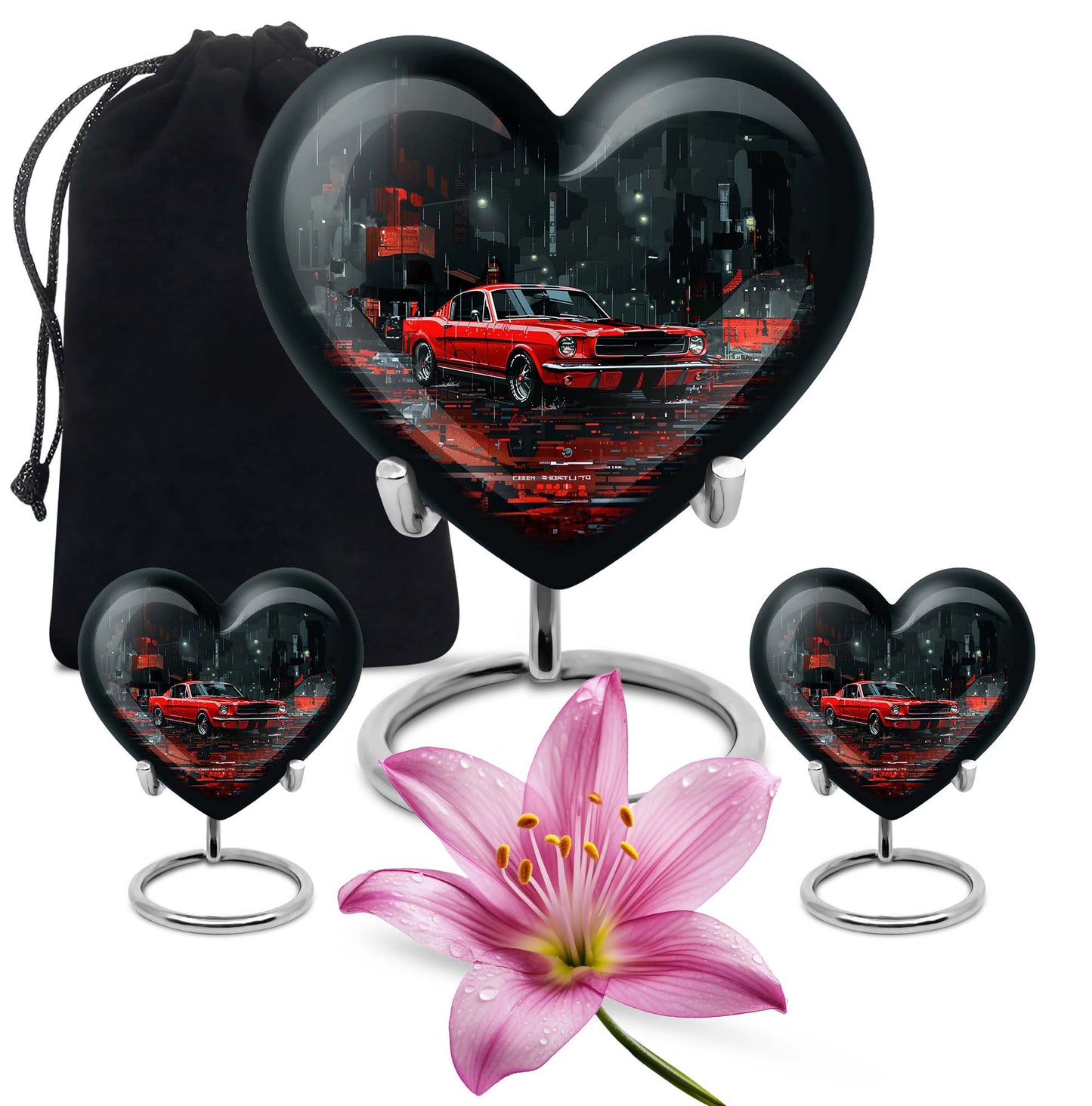 Car Theme Large Urn With 2 Keepsake Urn