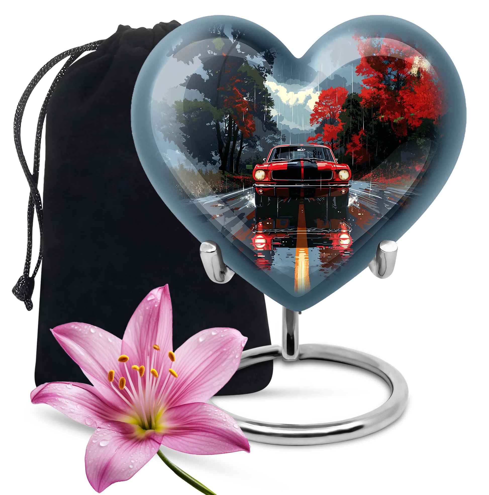 heart urn with butterfly theme