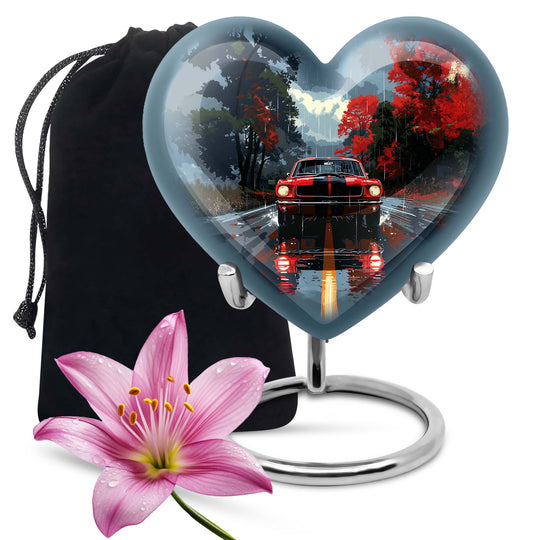 heart urn with butterfly theme