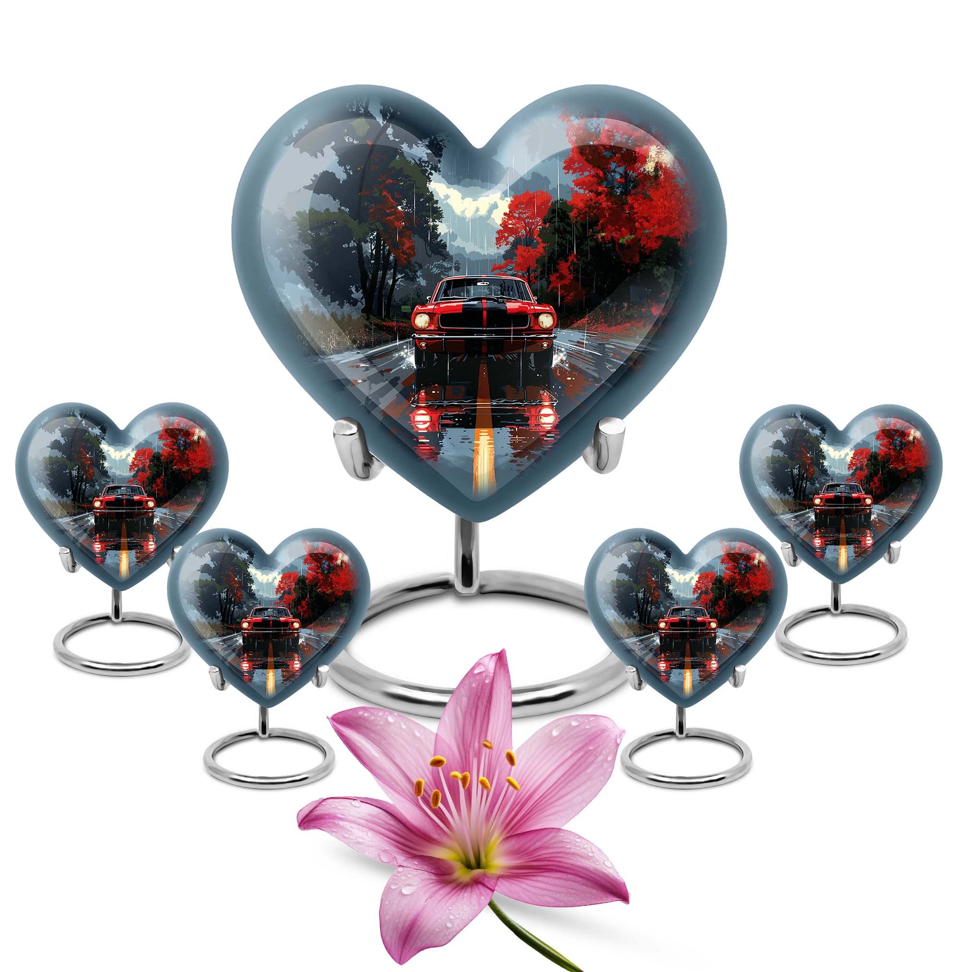 Car Theme Large Urn With 4 Keepsake Urn