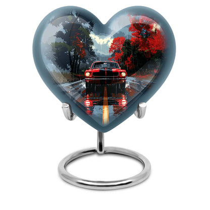heart urn with butterfly theme