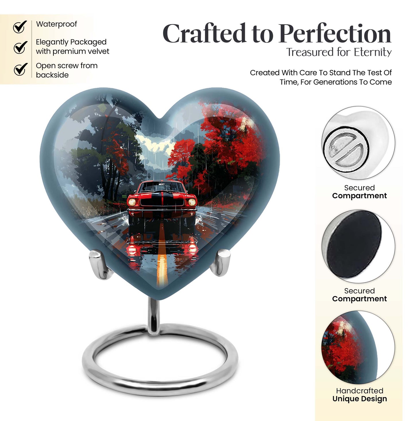 heart urn with butterfly theme