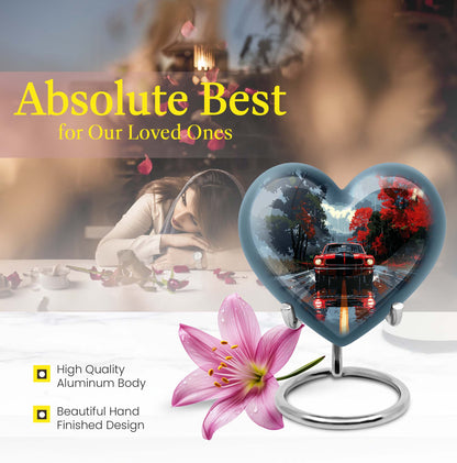 heart urn with butterfly theme