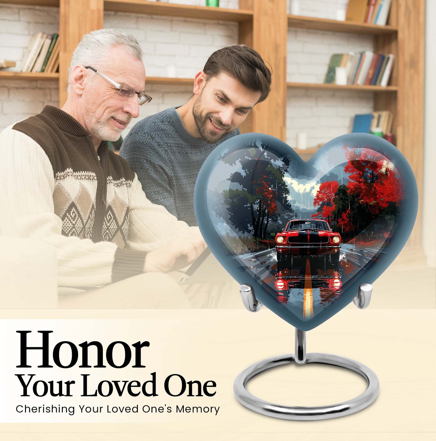 heart urn with butterfly theme