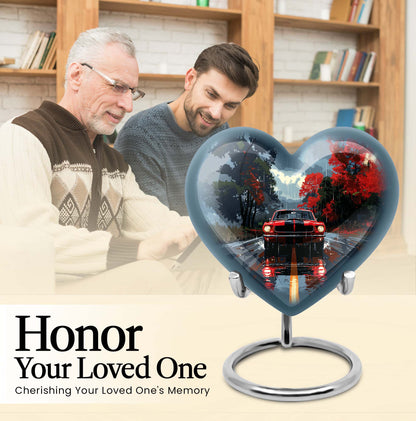 heart urn with butterfly theme