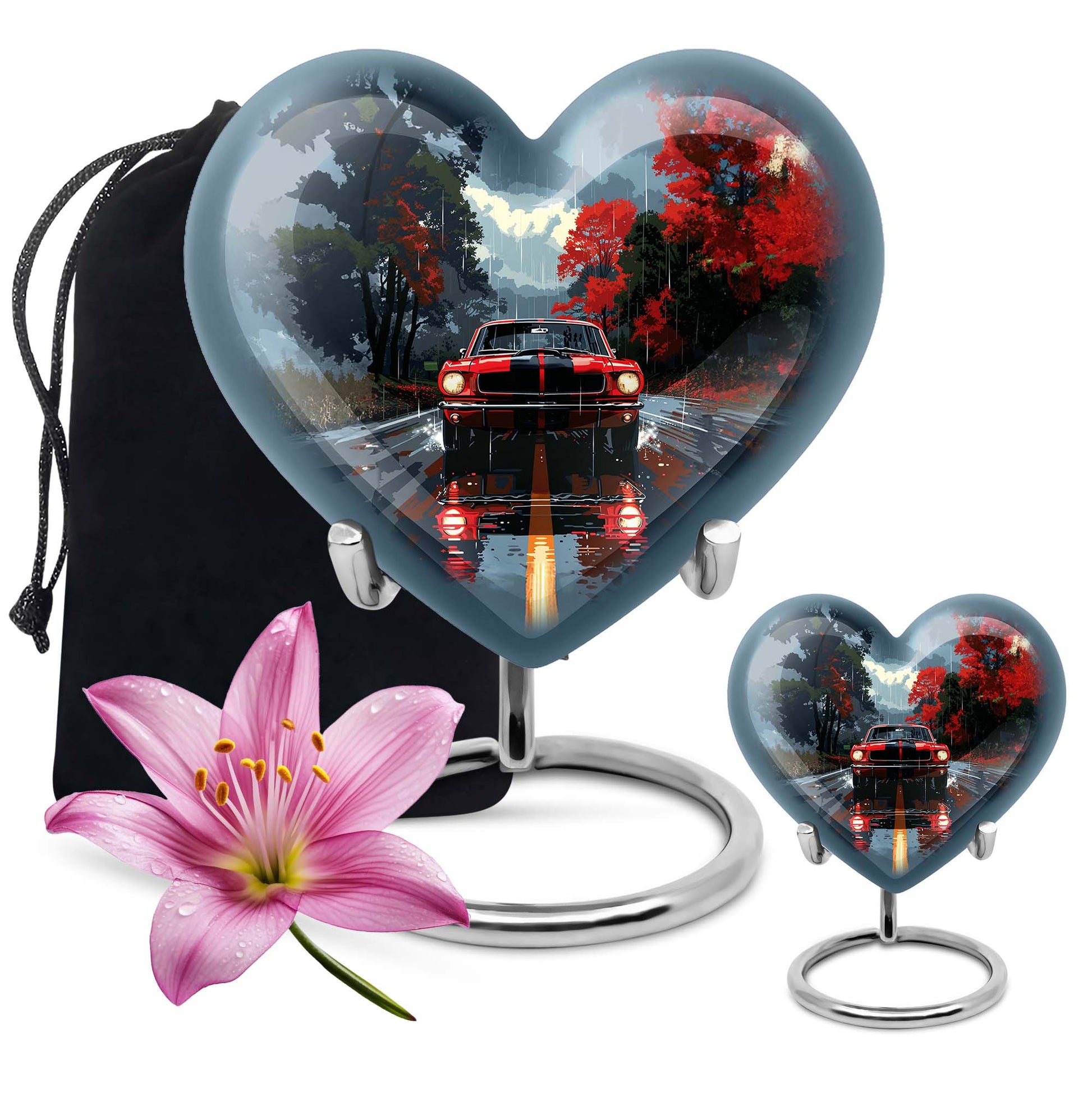 heart urn with butterfly theme