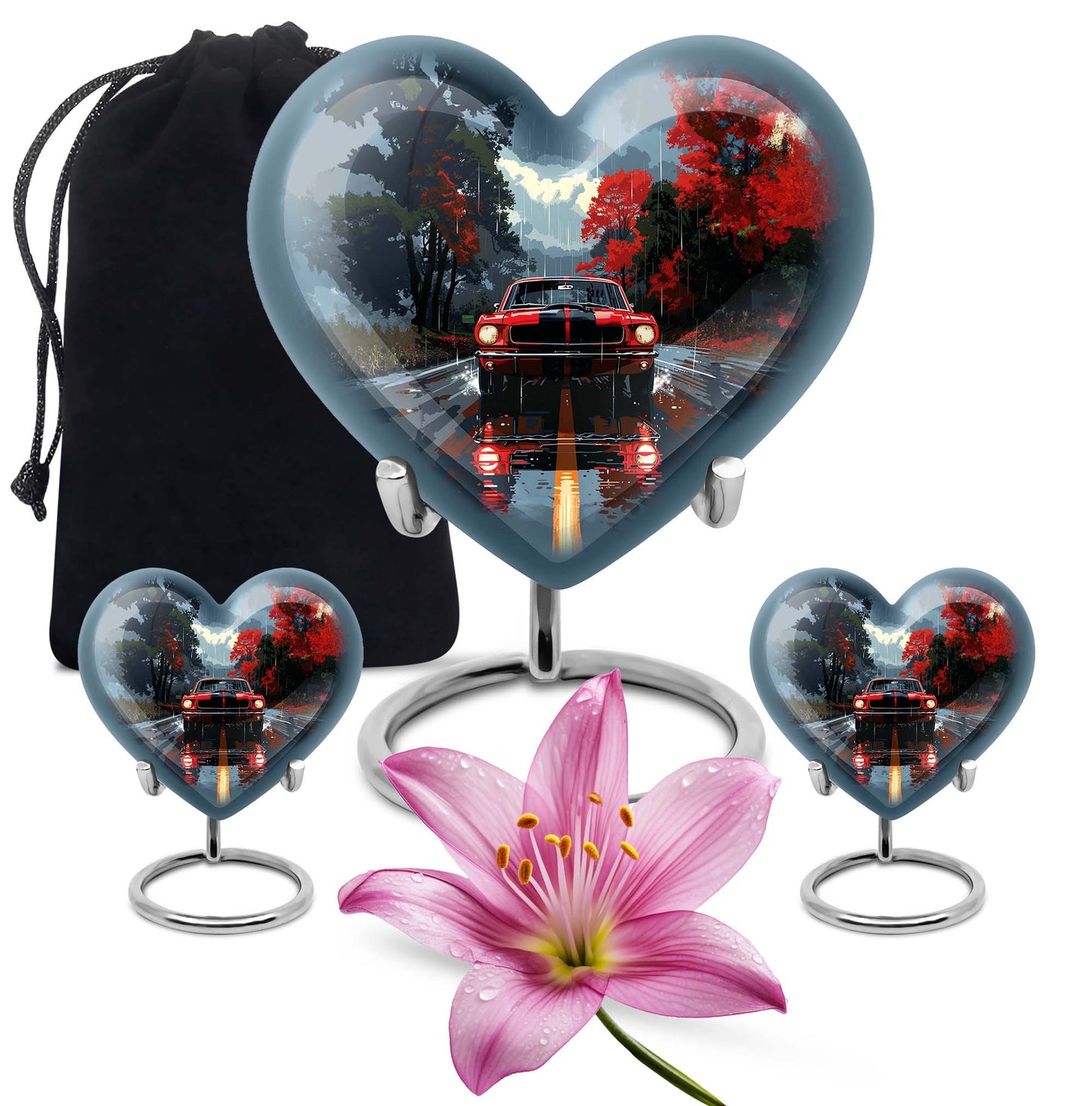 heart urn with butterfly theme