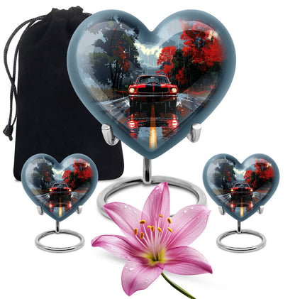 heart urn with butterfly theme