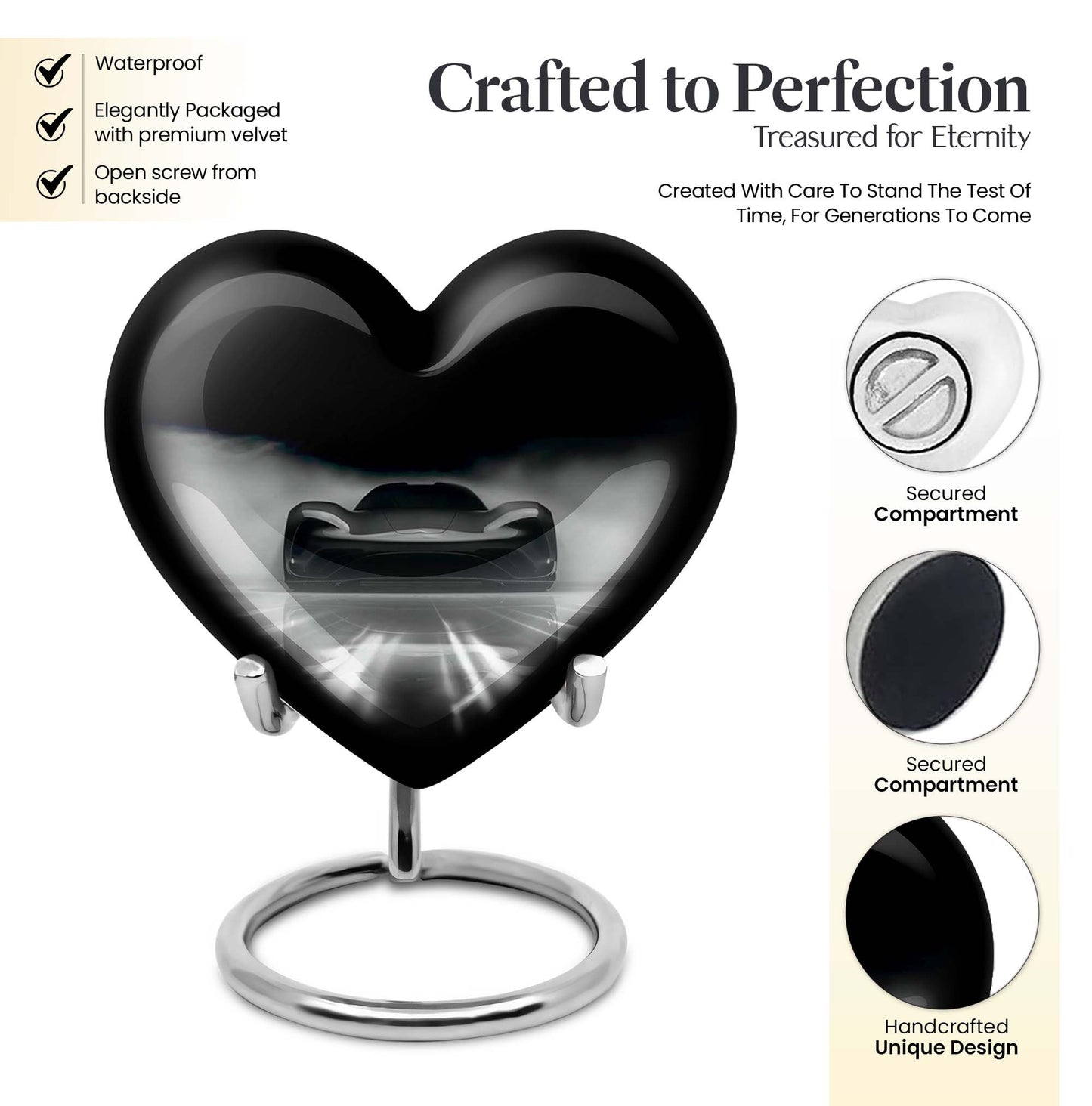 heart-shaped car urn