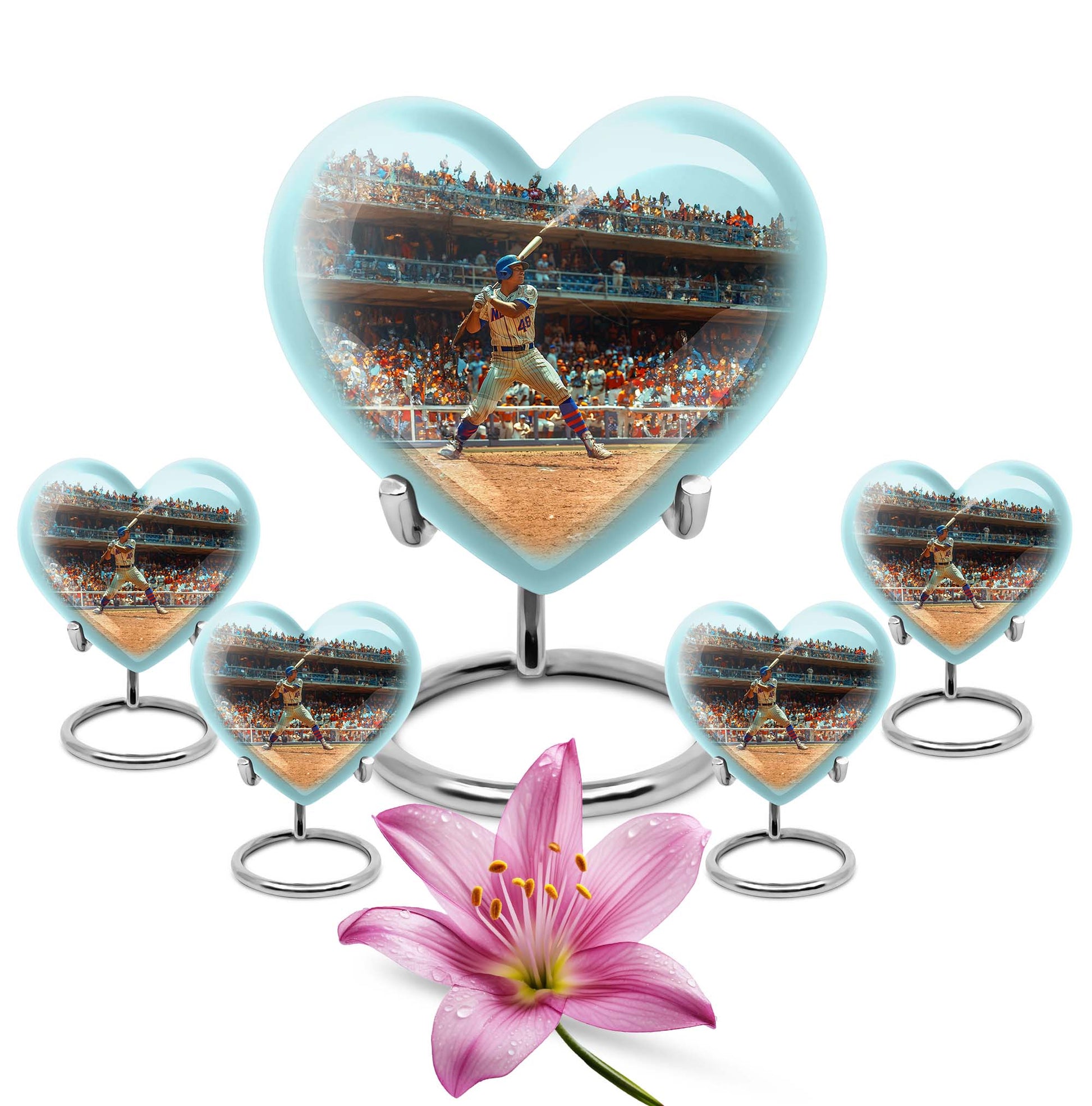 Baseball Theme Large Urn With 4 Keepsake Urn