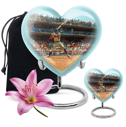 Baseball Theme Large Urn With 1 Keepsake Urn