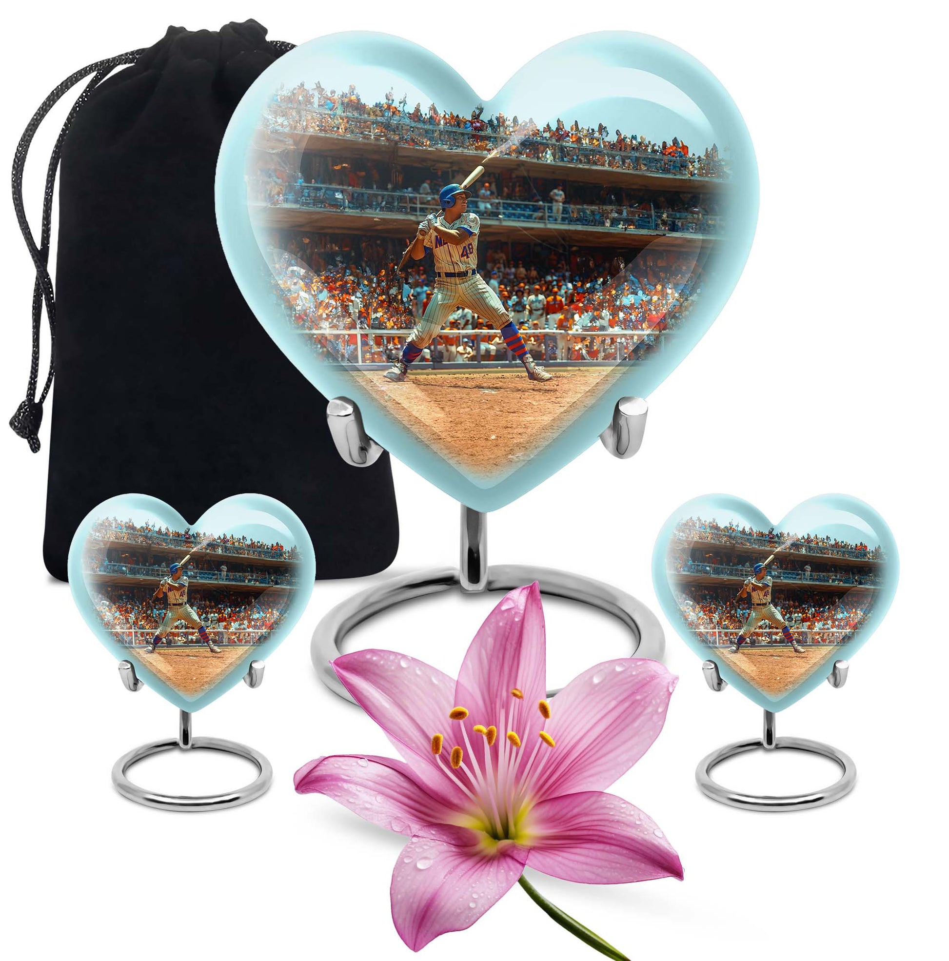 Baseball Theme Large Urn With 2 Keepsake Urn