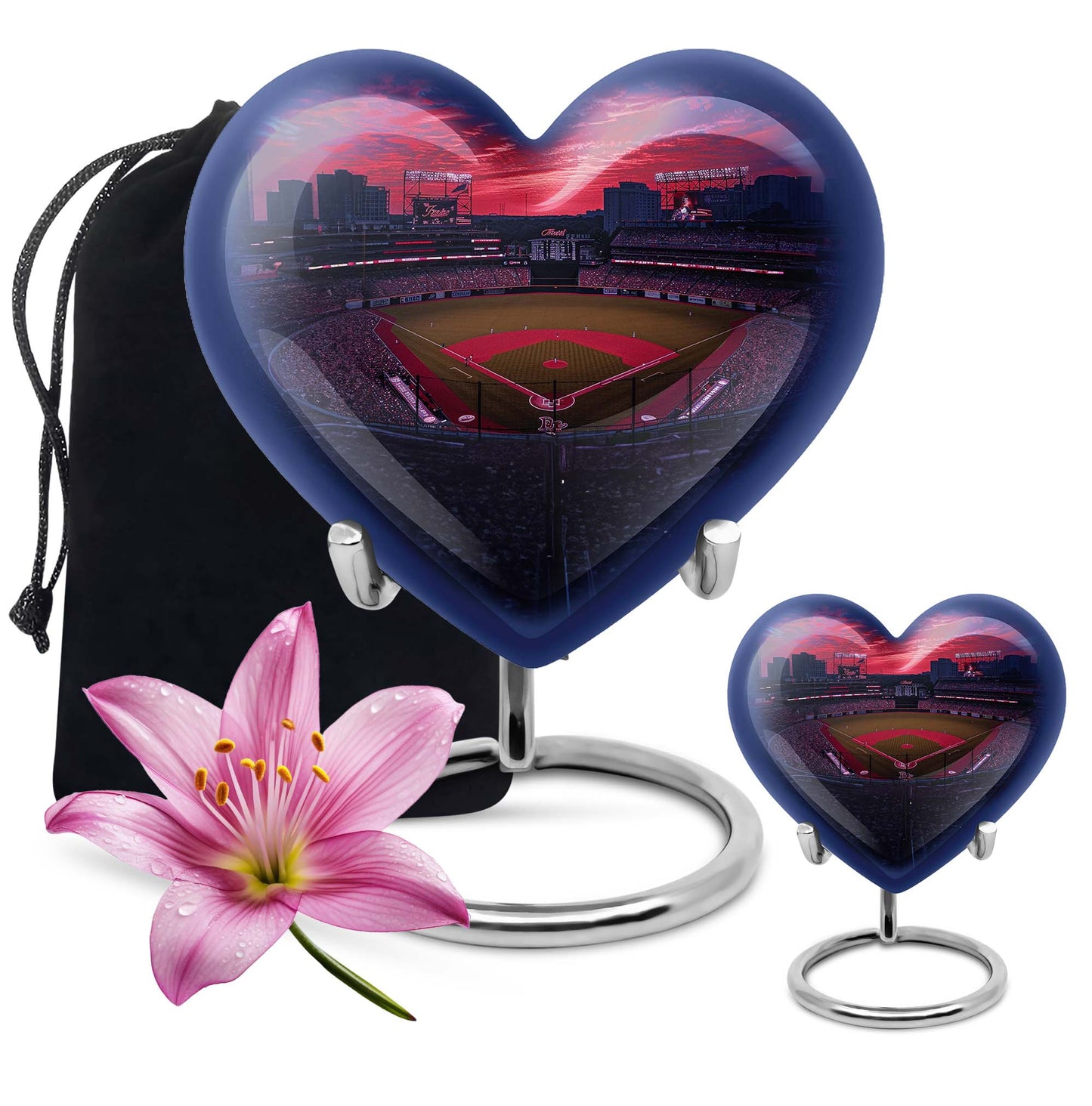 Baseball Theme Large Urn With 1 Keepsake Urn