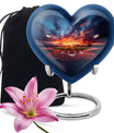 10-inch Heart Urn themed with butterfly, aluminium baseball urn for adult ashes