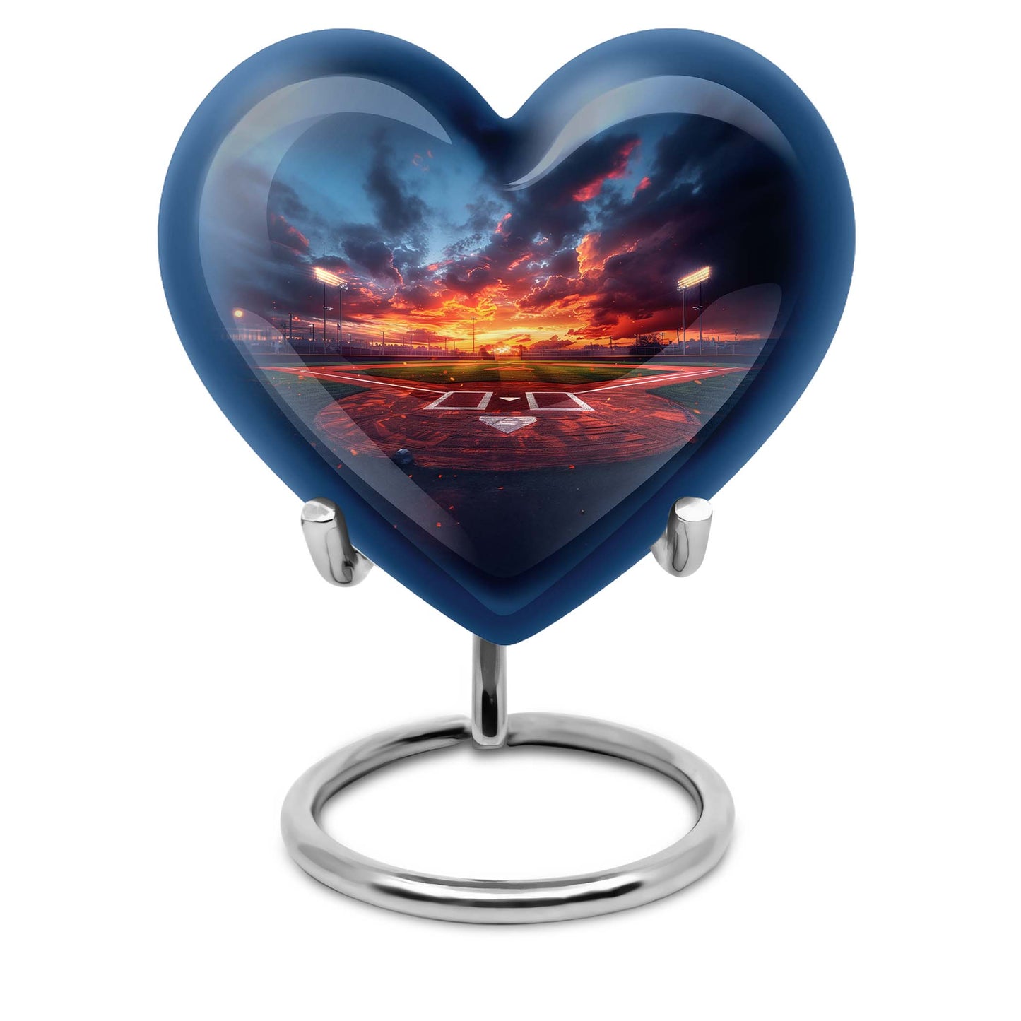 10-inch Heart Urn themed with butterfly, aluminium baseball urn for adult ashes
