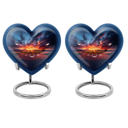10-inch Heart Urn themed with butterfly, aluminium baseball urn for adult ashes