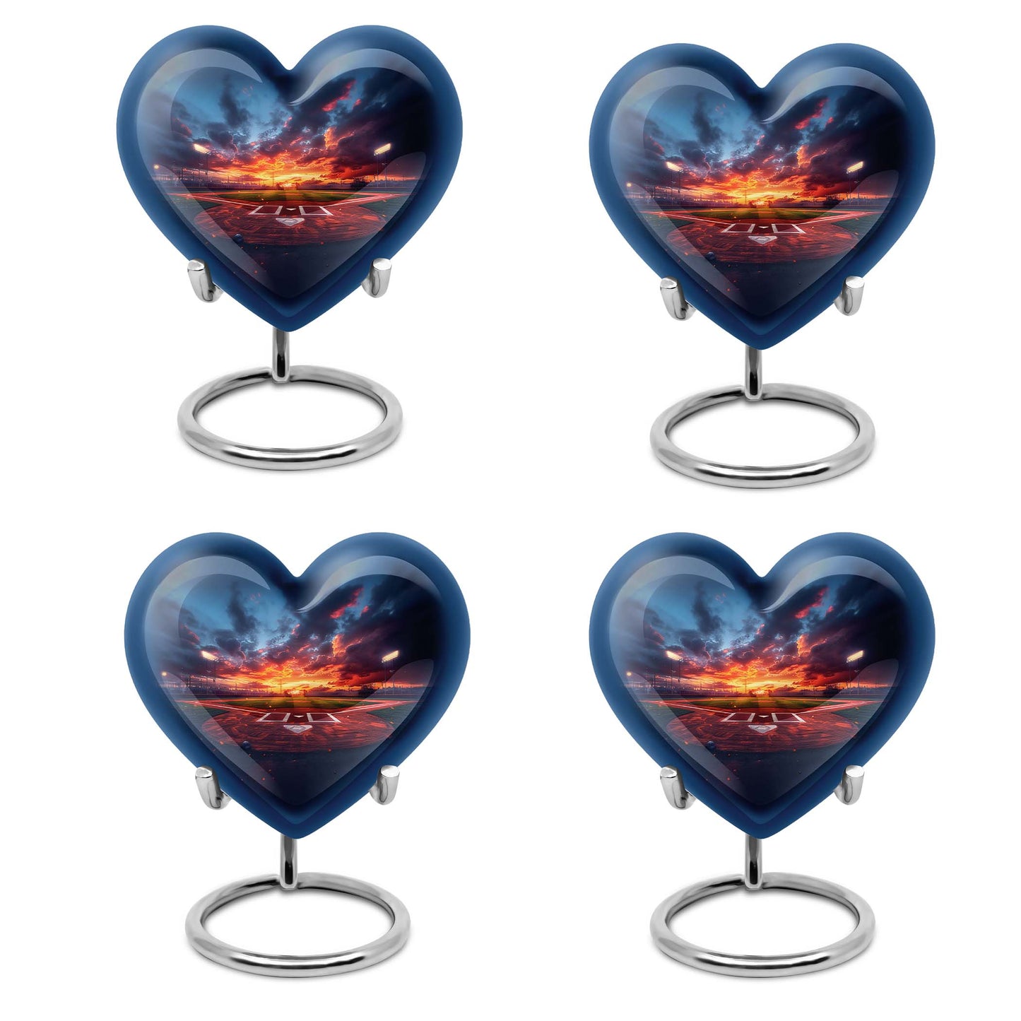 10-inch Heart Urn themed with butterfly, aluminium baseball urn for adult ashes