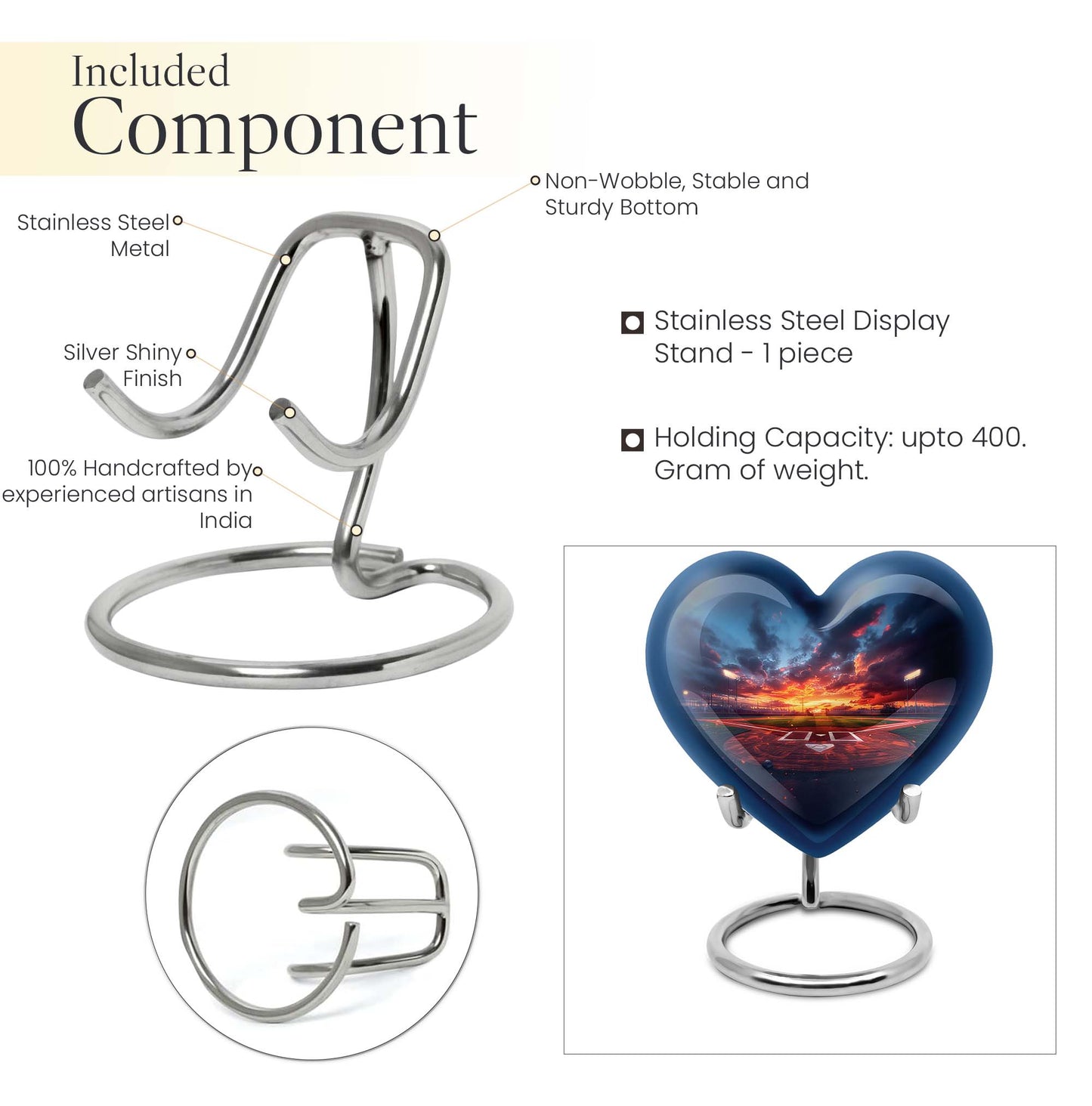 10-inch Heart Urn themed with butterfly, aluminium baseball urn for adult ashes