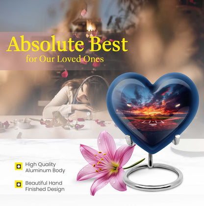 10-inch Heart Urn themed with butterfly, aluminium baseball urn for adult ashes