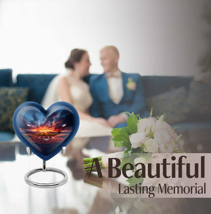 10-inch Heart Urn themed with butterfly, aluminium baseball urn for adult ashes