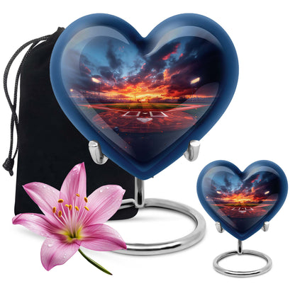 10-inch Heart Urn themed with butterfly, aluminium baseball urn for adult ashes