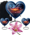 10-inch Heart Urn themed with butterfly, aluminium baseball urn for adult ashes