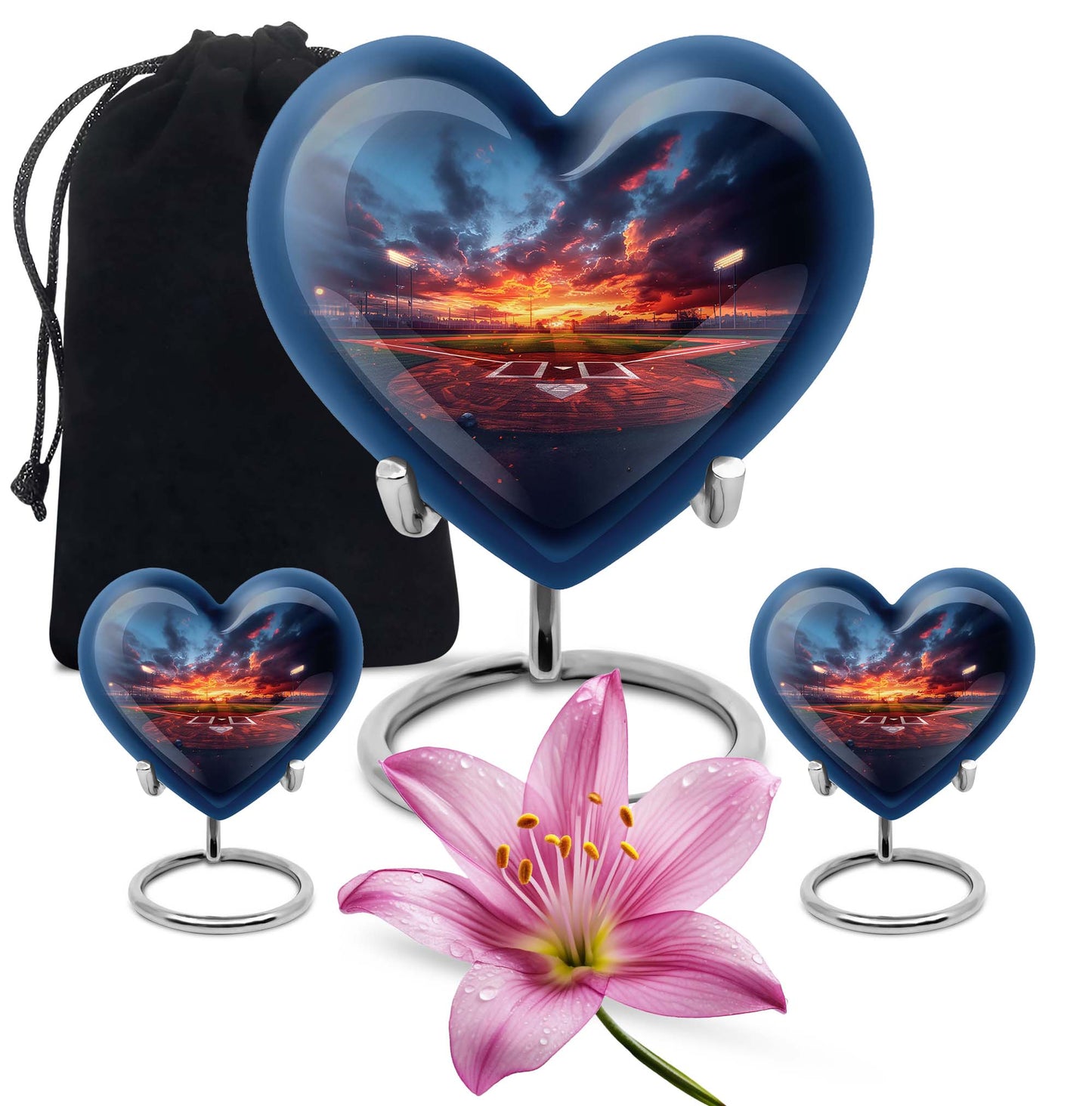 10-inch Heart Urn themed with butterfly, aluminium baseball urn for adult ashes