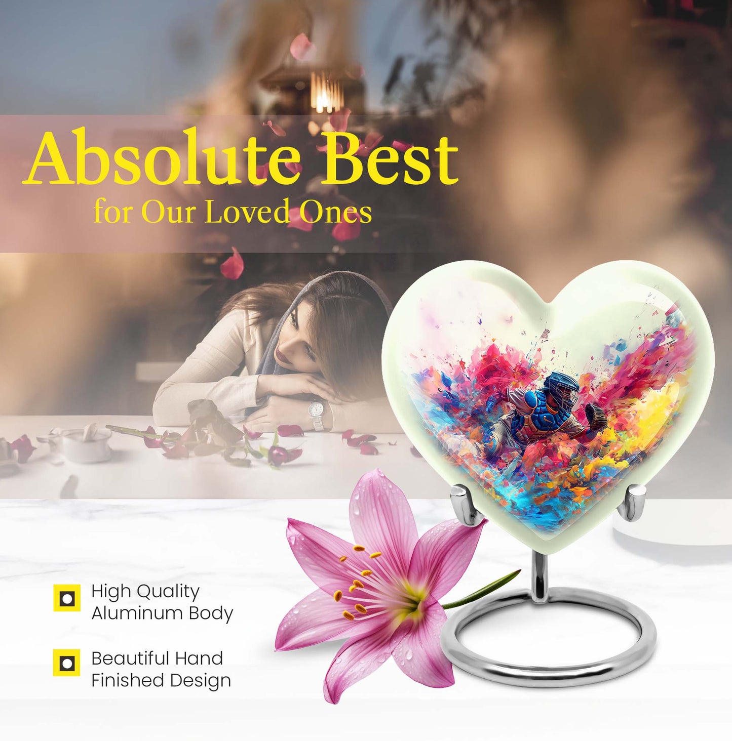 Heart shaped baseball urn 
