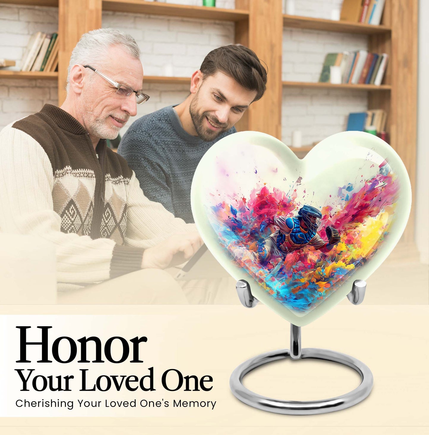 Heart shaped baseball urn 