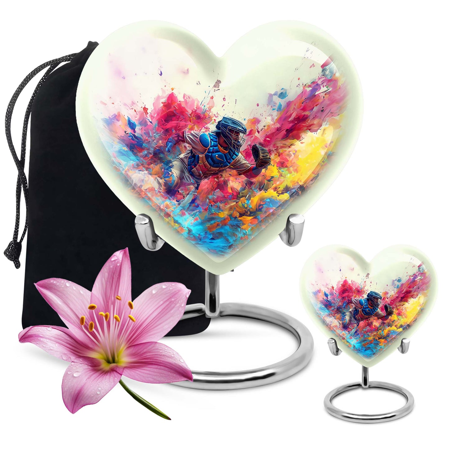 Heart shaped baseball urn 