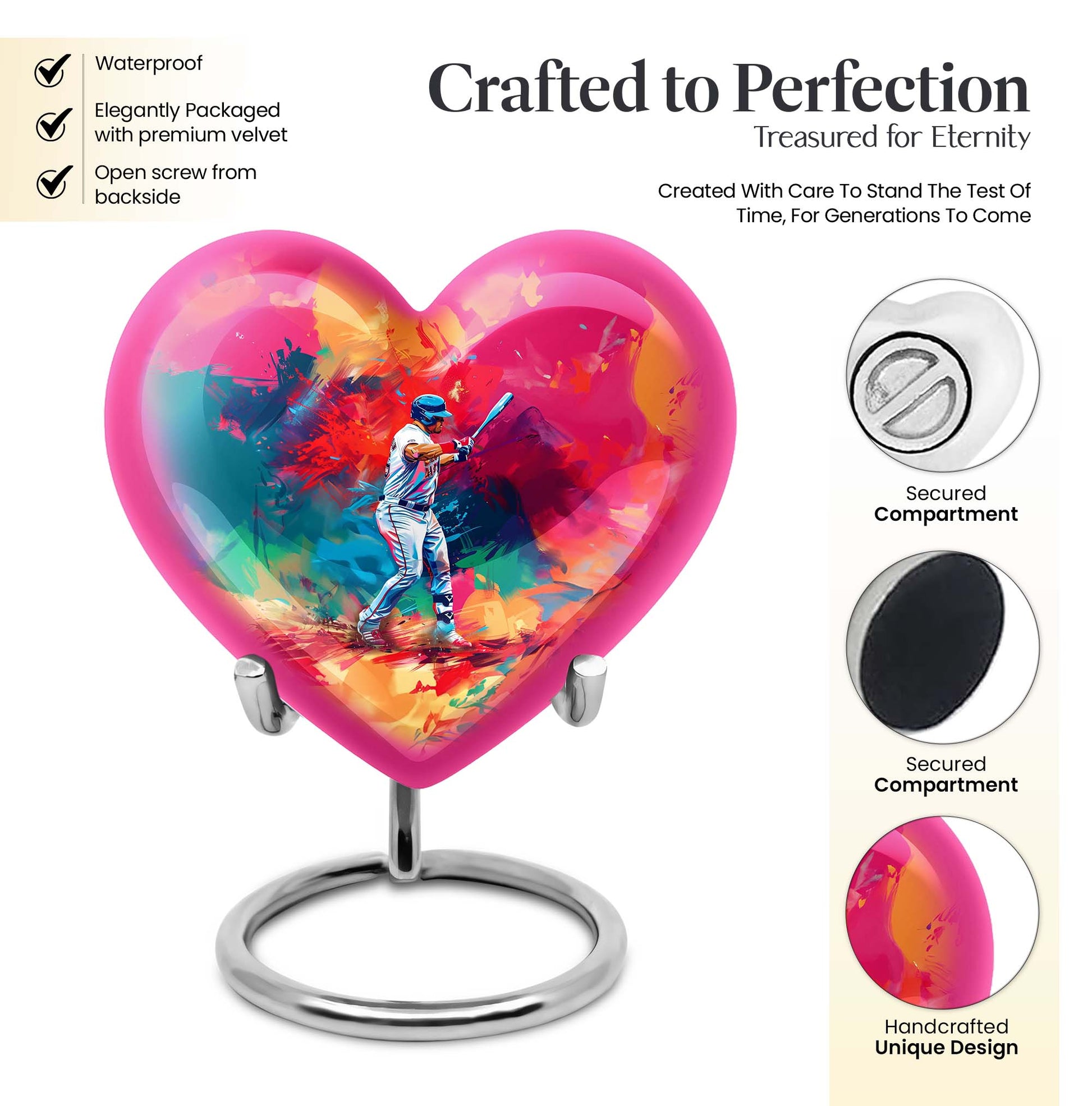 heart-shaped baseball urn