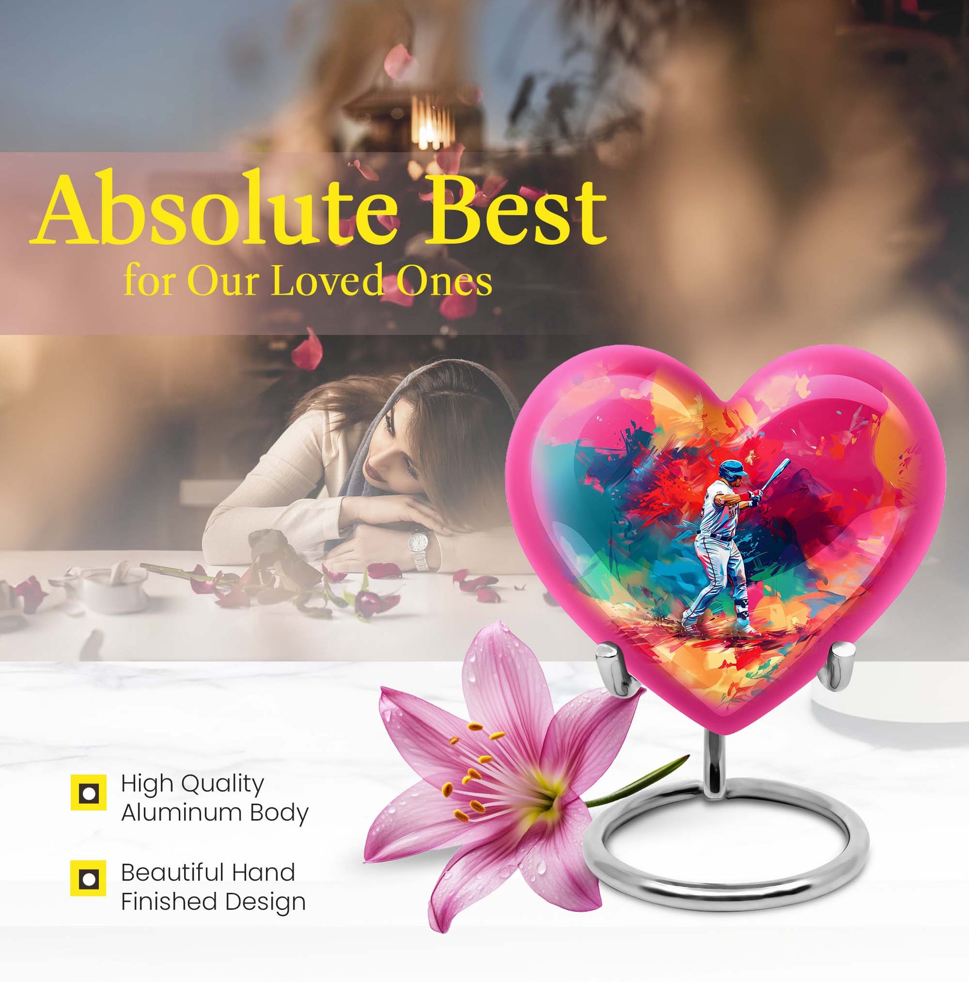 heart-shaped baseball urn