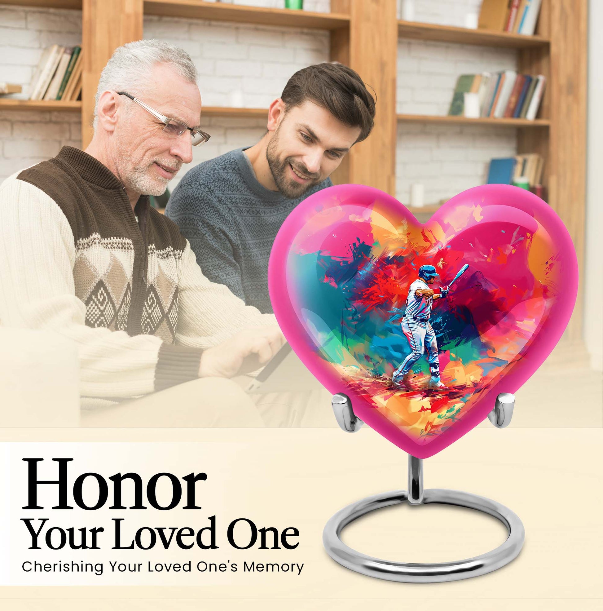 heart-shaped baseball urn