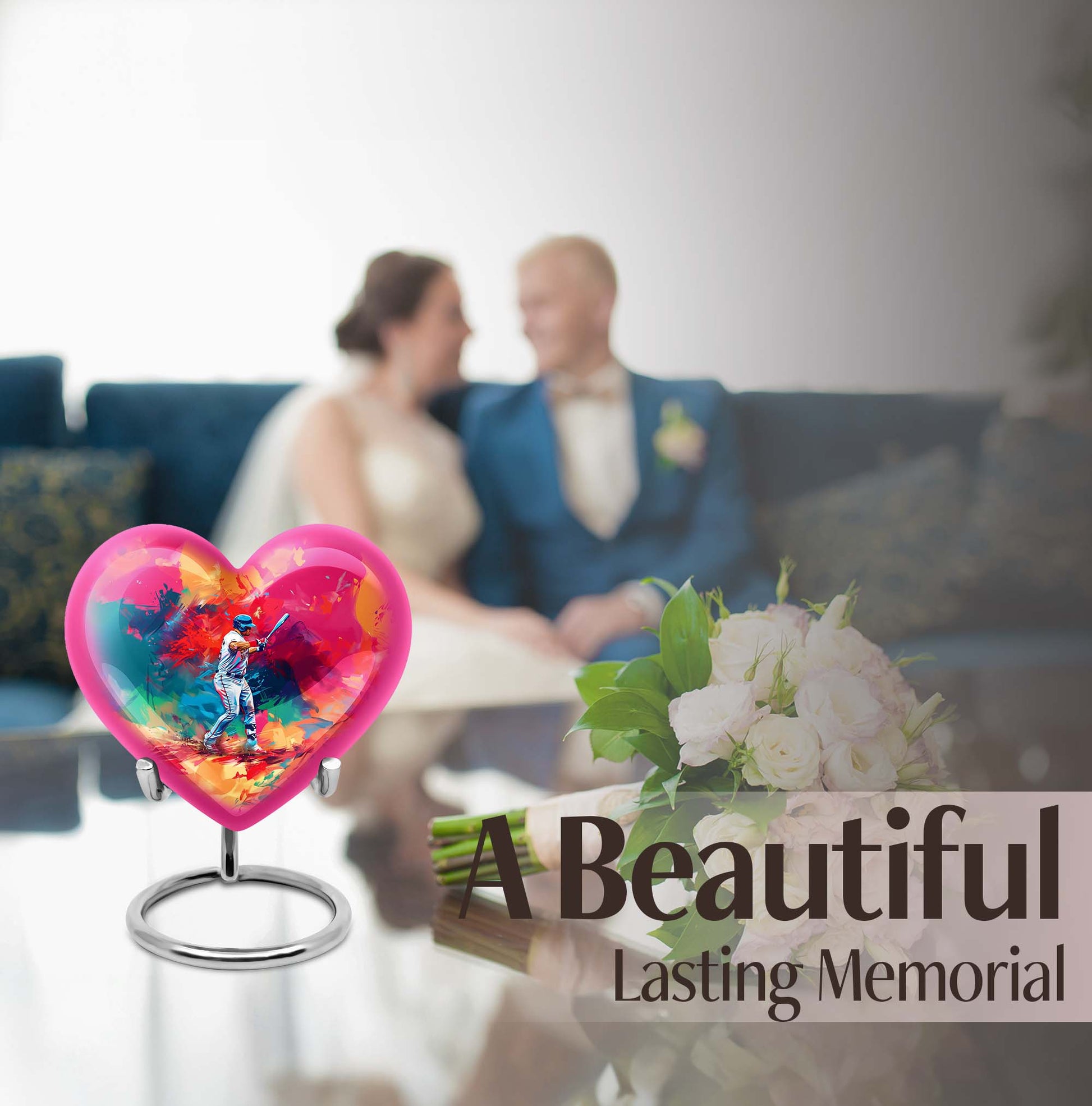 heart-shaped baseball urn