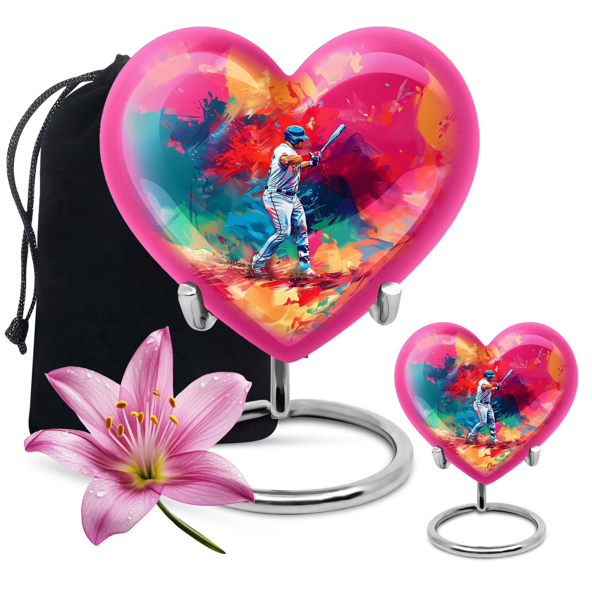 heart-shaped baseball urn