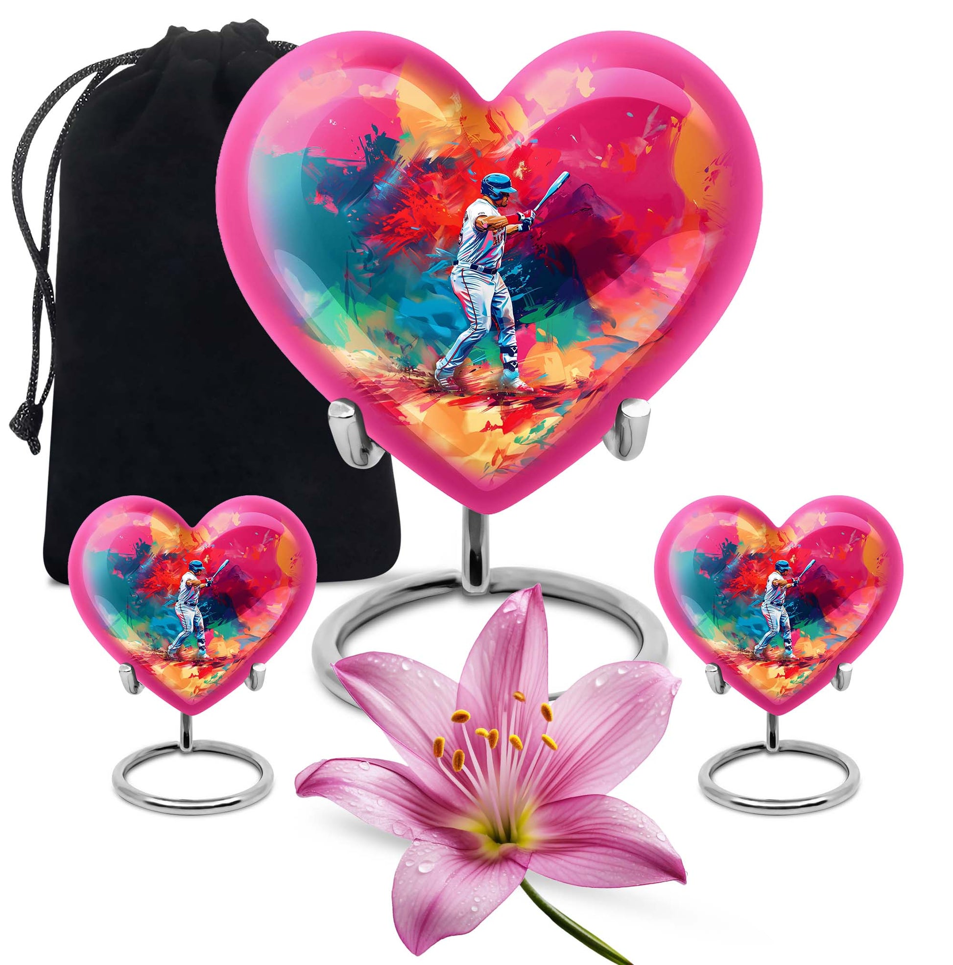 heart-shaped baseball urn