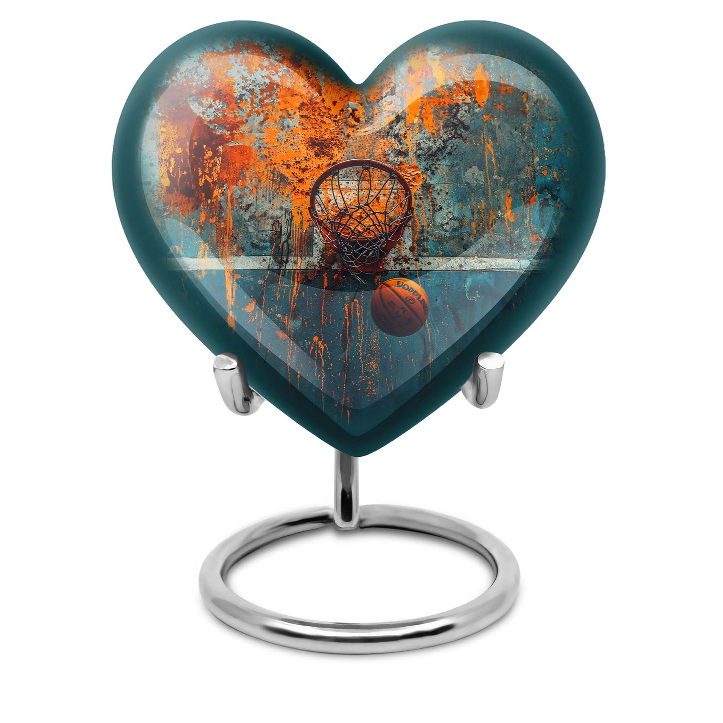 10-inch heart-shaped basketball cremation urn 