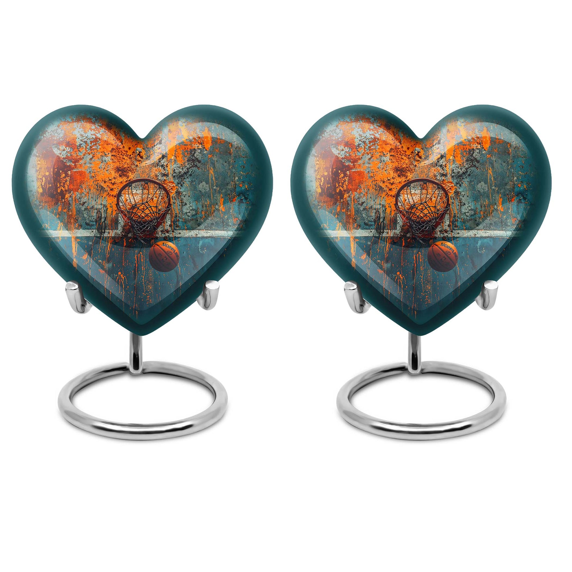 10-inch heart-shaped basketball cremation urn 