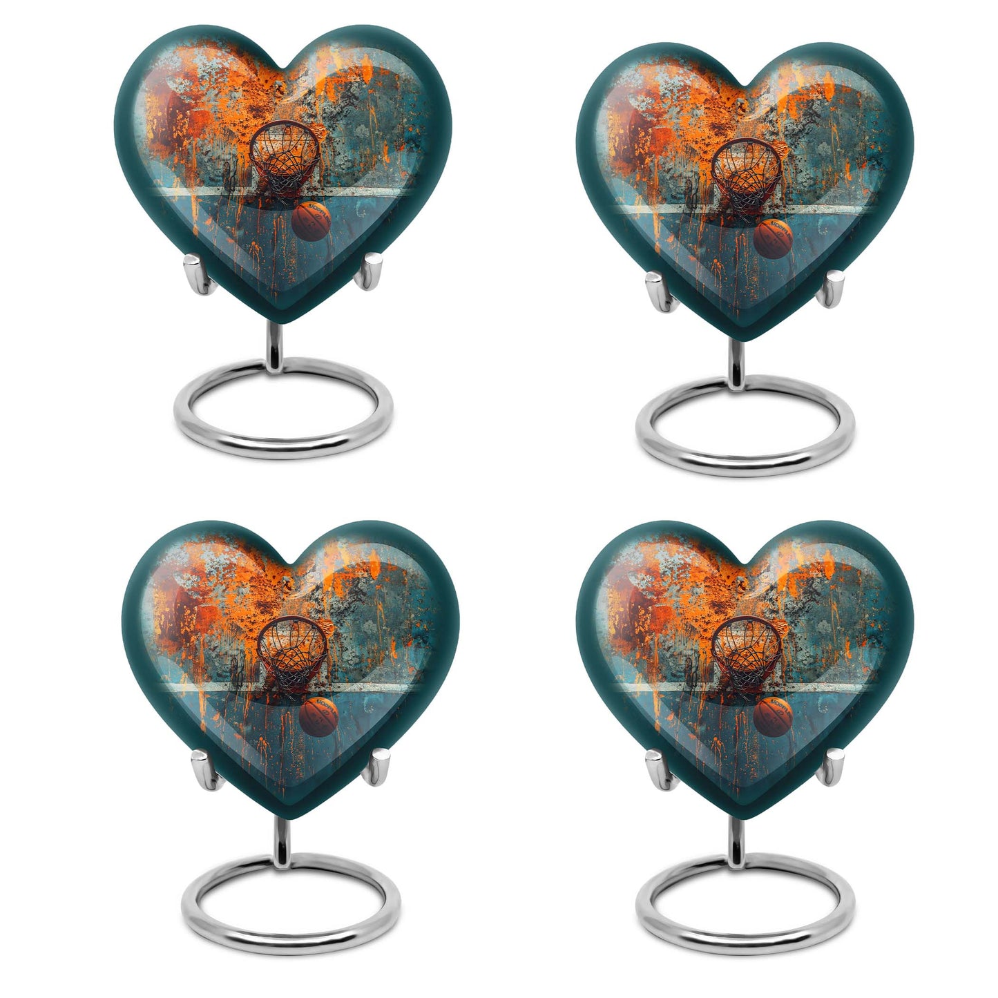 10-inch heart-shaped basketball cremation urn 