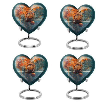 10-inch heart-shaped basketball cremation urn 