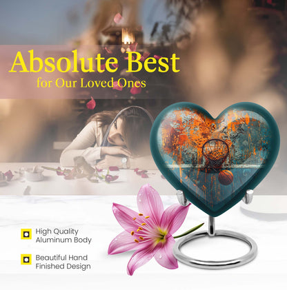 10-inch heart-shaped basketball cremation urn 