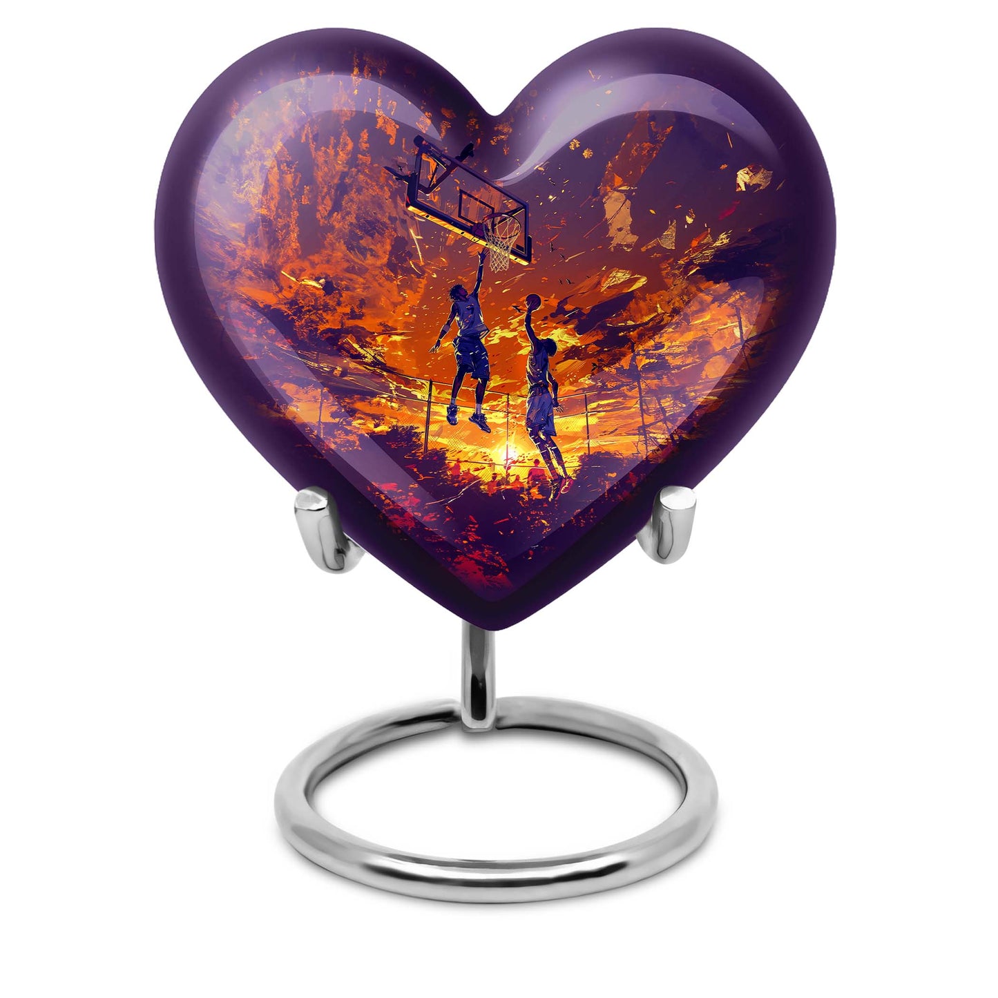 heart-shaped basketball memorial urn