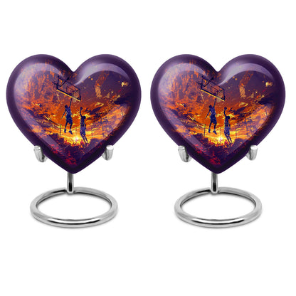 heart-shaped basketball memorial urn