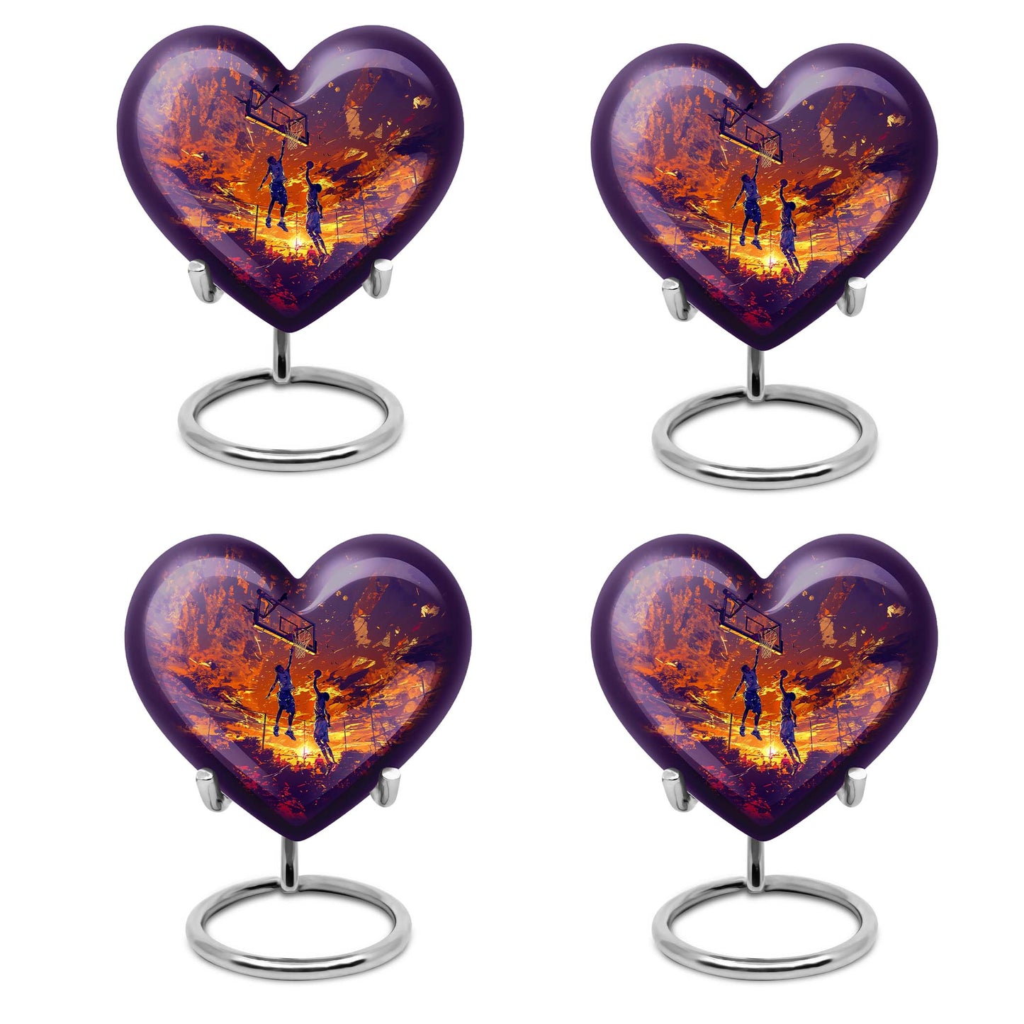 heart-shaped basketball memorial urn
